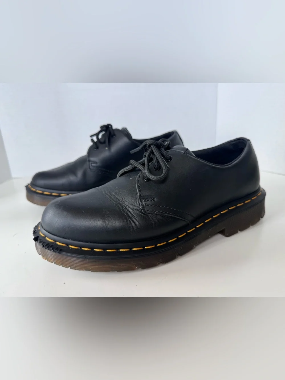 Dr. Martens Black Leather Oxford Lace Up Safety Shoes Slip Resist Women’s Size 8